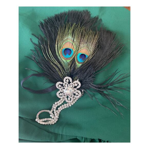 Unique Vintage 1920s Flapper Dress Black Sz L with 
Art Deco Brooch - Picture 5 of 7